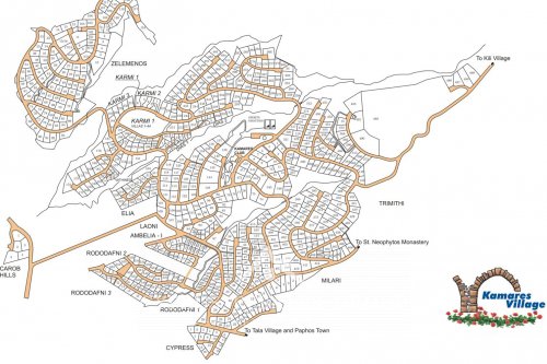 Map of Leptos Kamares Village Tala, Paphos Cyprus 